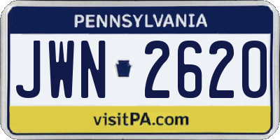PA license plate JWN2620
