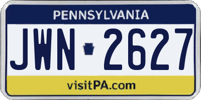 PA license plate JWN2627