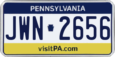 PA license plate JWN2656