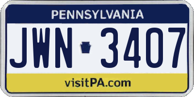 PA license plate JWN3407