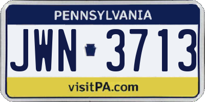 PA license plate JWN3713