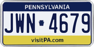 PA license plate JWN4679