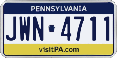 PA license plate JWN4711