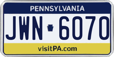 PA license plate JWN6070