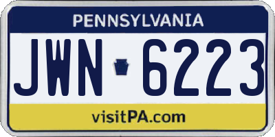 PA license plate JWN6223