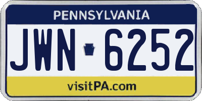 PA license plate JWN6252