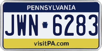 PA license plate JWN6283