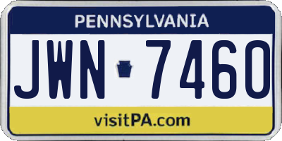 PA license plate JWN7460