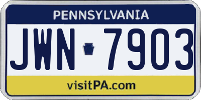 PA license plate JWN7903