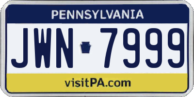 PA license plate JWN7999