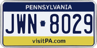 PA license plate JWN8029