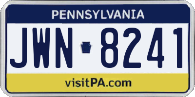 PA license plate JWN8241