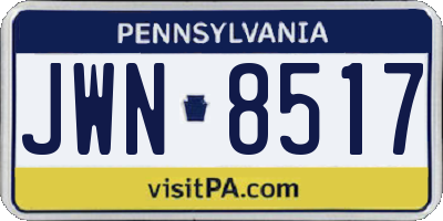 PA license plate JWN8517
