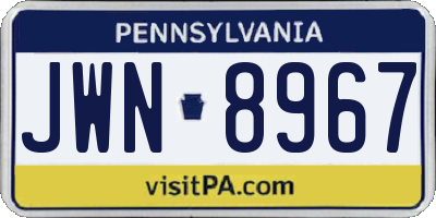 PA license plate JWN8967