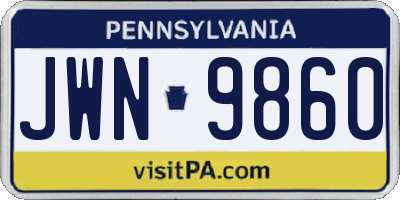 PA license plate JWN9860