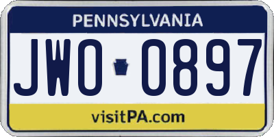 PA license plate JWO0897