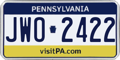 PA license plate JWO2422