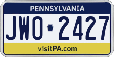 PA license plate JWO2427