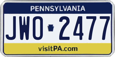 PA license plate JWO2477
