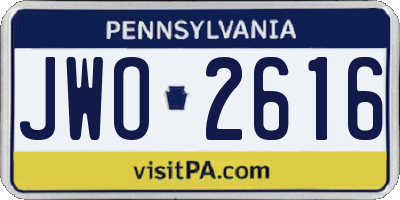 PA license plate JWO2616