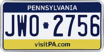PA license plate JWO2756