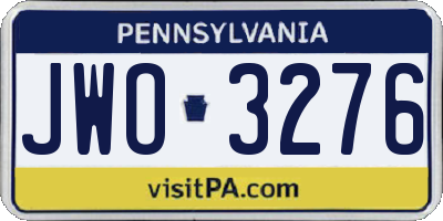 PA license plate JWO3276