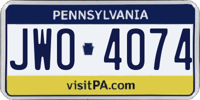PA license plate JWO4074