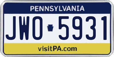 PA license plate JWO5931