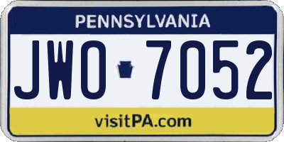 PA license plate JWO7052