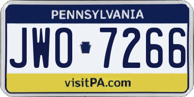 PA license plate JWO7266