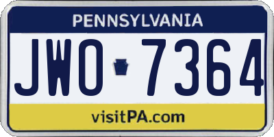 PA license plate JWO7364