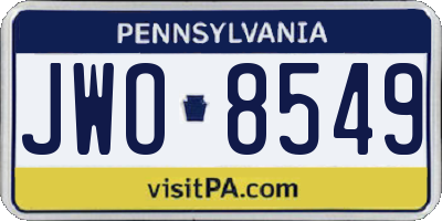 PA license plate JWO8549