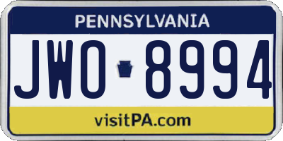 PA license plate JWO8994