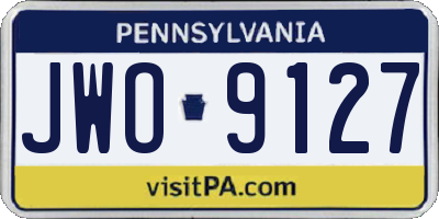 PA license plate JWO9127