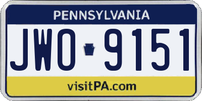 PA license plate JWO9151