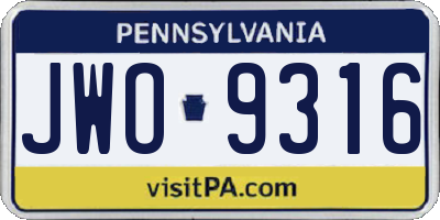 PA license plate JWO9316