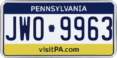 PA license plate JWO9963