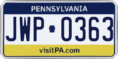 PA license plate JWP0363