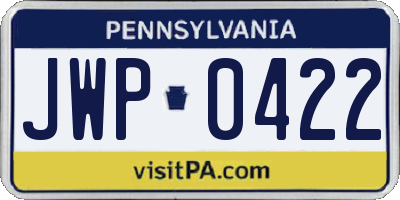 PA license plate JWP0422