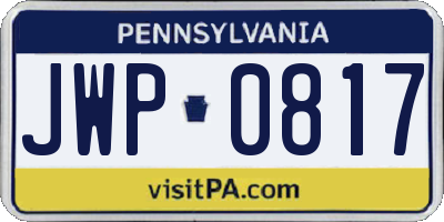 PA license plate JWP0817