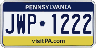 PA license plate JWP1222