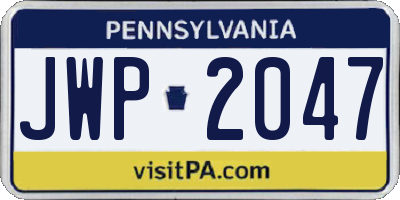 PA license plate JWP2047
