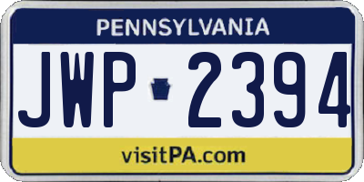PA license plate JWP2394