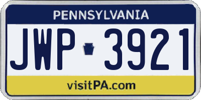 PA license plate JWP3921