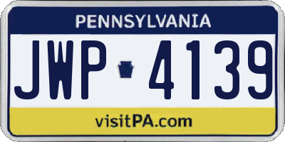 PA license plate JWP4139