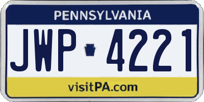 PA license plate JWP4221