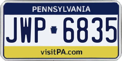 PA license plate JWP6835