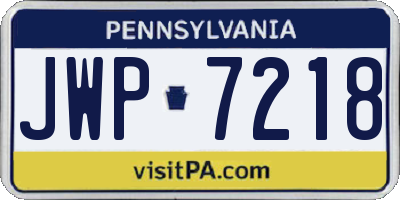 PA license plate JWP7218