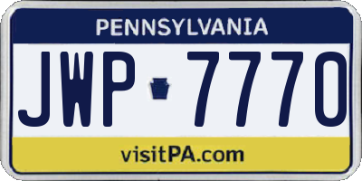 PA license plate JWP7770