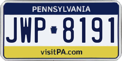 PA license plate JWP8191